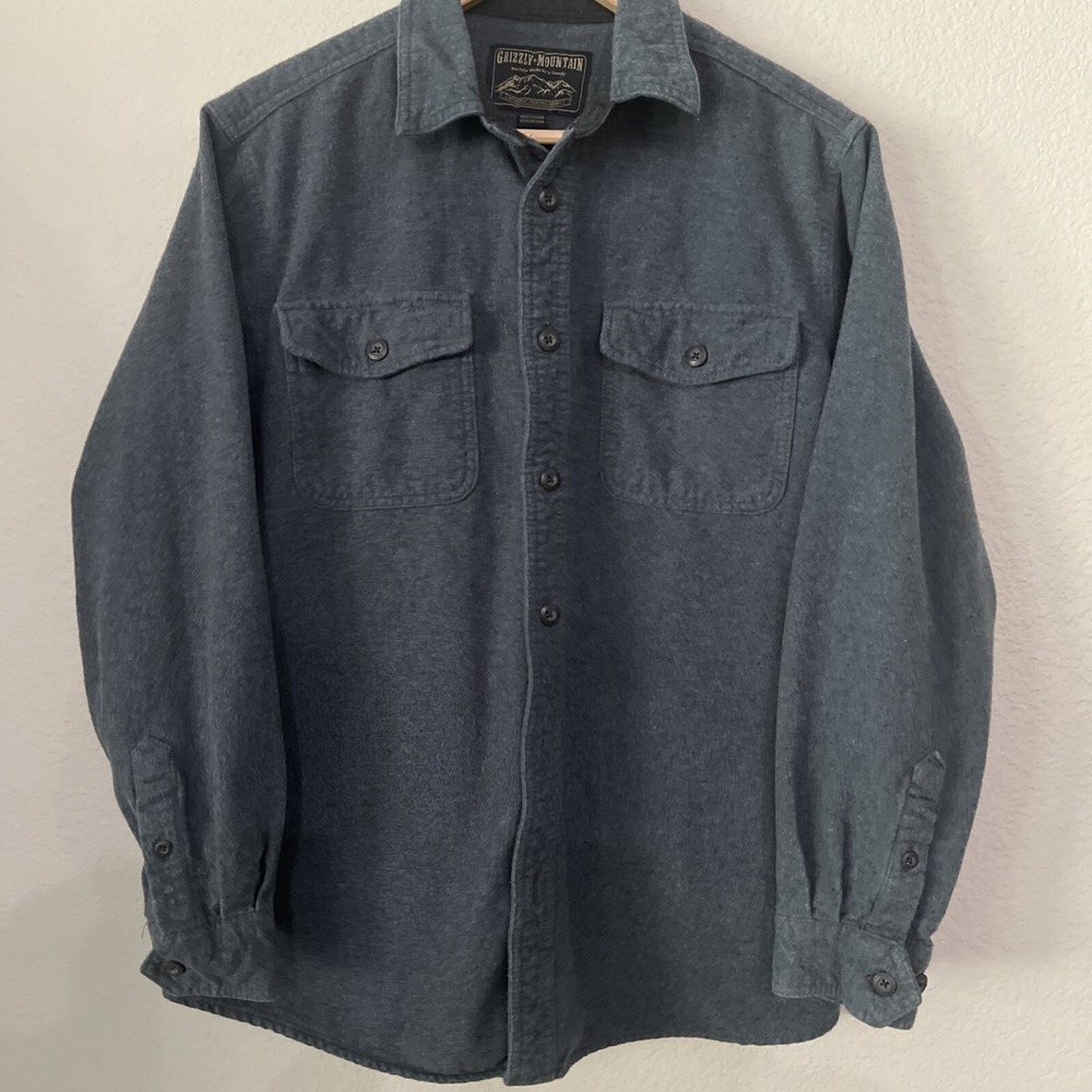 GRIZZLY MOUNTAIN Mens SLATE GRAY  Chamois Flannel Shirt LARGE